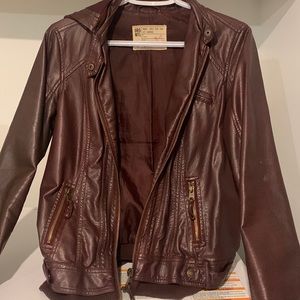 Brown leather jacket